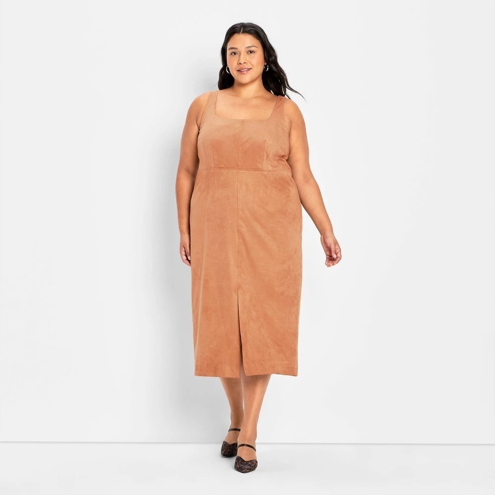 Brand New with tags 90's Suede MIDI a-Line Dress Future Collective Size 2xl